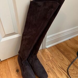 L'autre Chose suede over the knee square toe boot